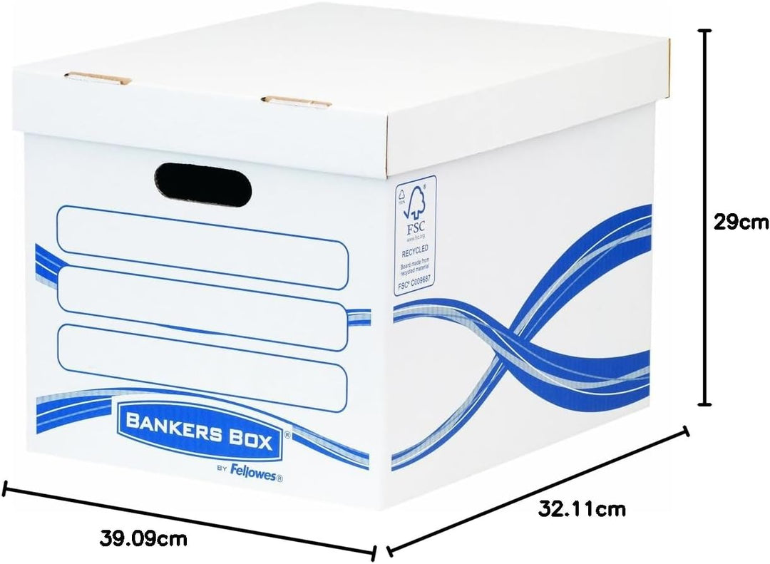 Bankers Box 4460801 Standard Archivbox, 100% recycelt, 10-er Pack, Standard Archivbox