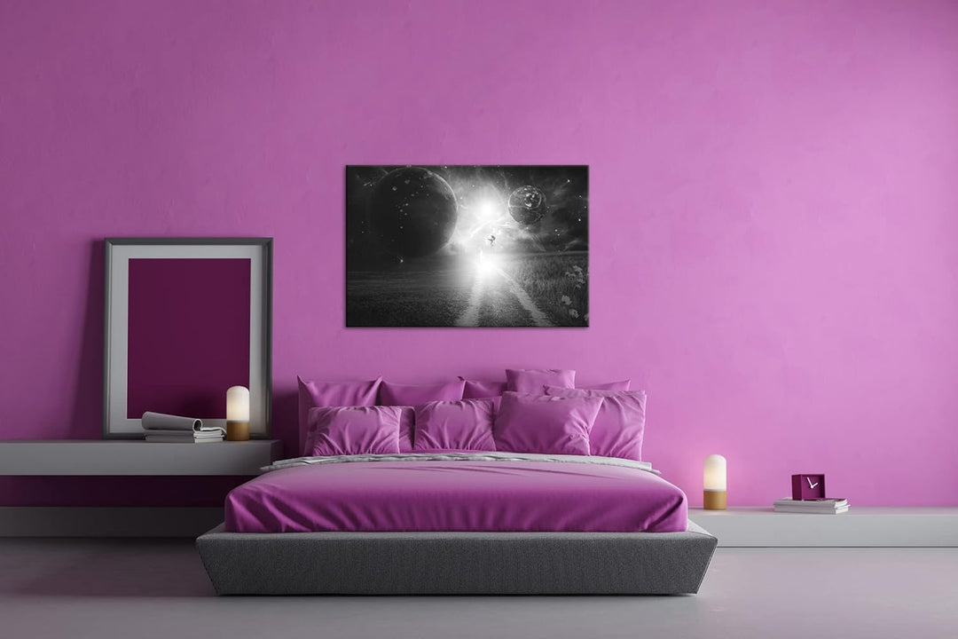 deyoli Fantasie Landschaft feuriger Drache Format: 80x60 Effekt: Schwarz&Weiss als Leinwandbild, Mot