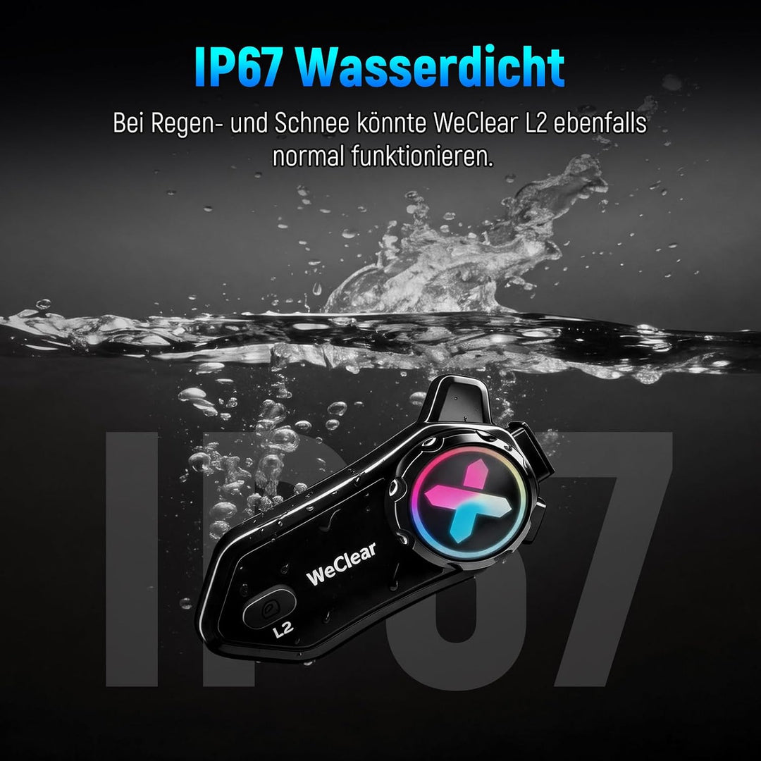 L2 Intercom Motorrad, 2-Wege-Kommunikationssytem mit Audio Multitasking | Helm Headset, Gleichzeitig