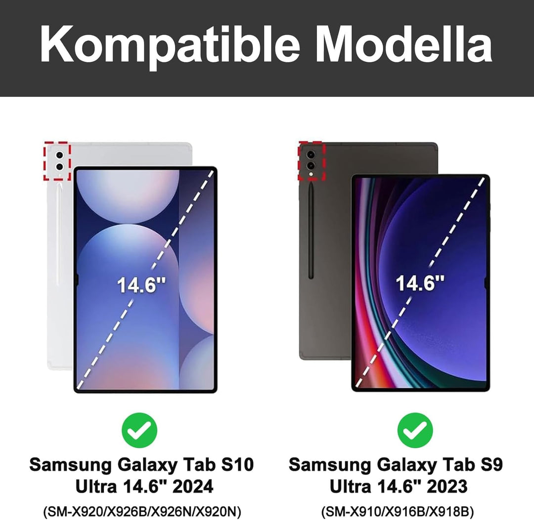 Tastatur Hülle für Samsung Galaxy Tab S10 Ultra/S9 Ultra 14.6 Zoll, QWERTZ Deutscher, Keyboard Cover