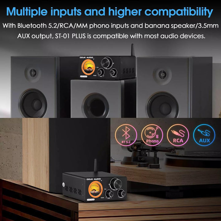 HiFi Bluetooth TPA3255 Digitaler Verstärker VU Meter Plattenspieler Stereo Amplifier (ST-01 Plus) ST