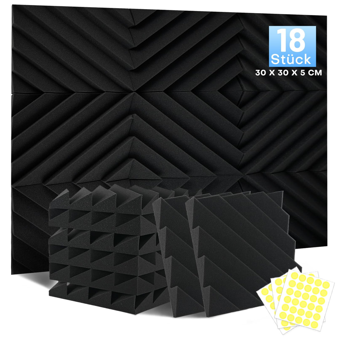 18 Stück Akustikschaumstoff Schalldämmung, 5 X 30 X 30CM Achallschutzplatten Akustikpaneele, Schalls