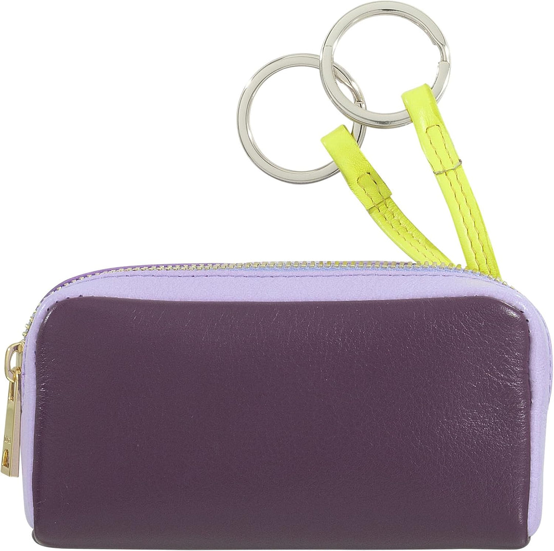 DUDU Bunte Unisex Schlüsseltasche in echtem Kalbsleder Deep Purple, Deep Purple