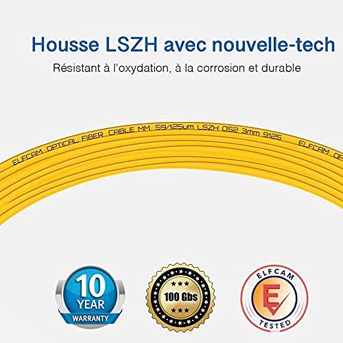 Elfcam® - 100m Glasfaserkabel LC/APC auf LC/APC Simplex Singlemode 9/125µm LSZH, FTTH LWL Patchkabel