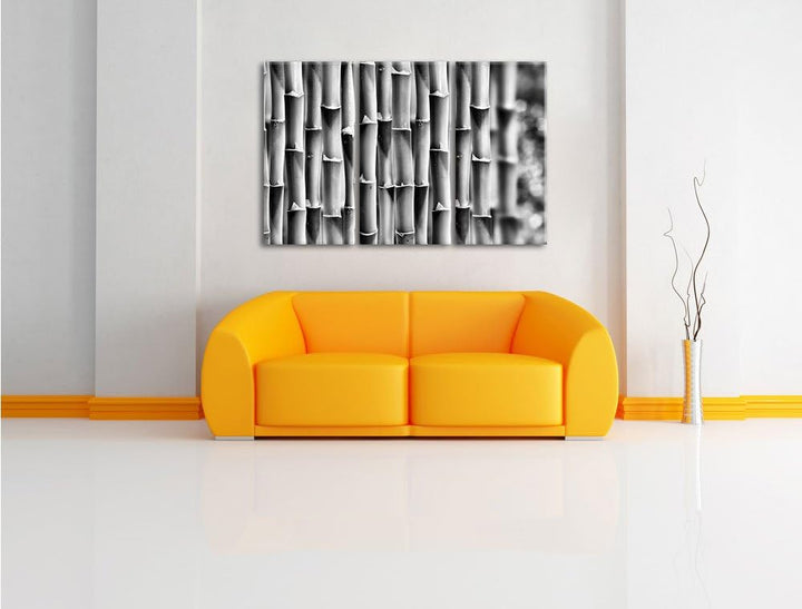 Pixxprint Grüner frischer Bambus als Leinwandbild/Grösse: 3 Teilig (120x80) cm/Wandbild/Kunstdruck/f