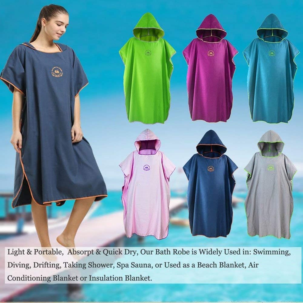 Hiturbo Mikrofaser Handtuch Poncho, Umziehhilfe Strand, Surf Poncho Herren und Damen Changing Robe,