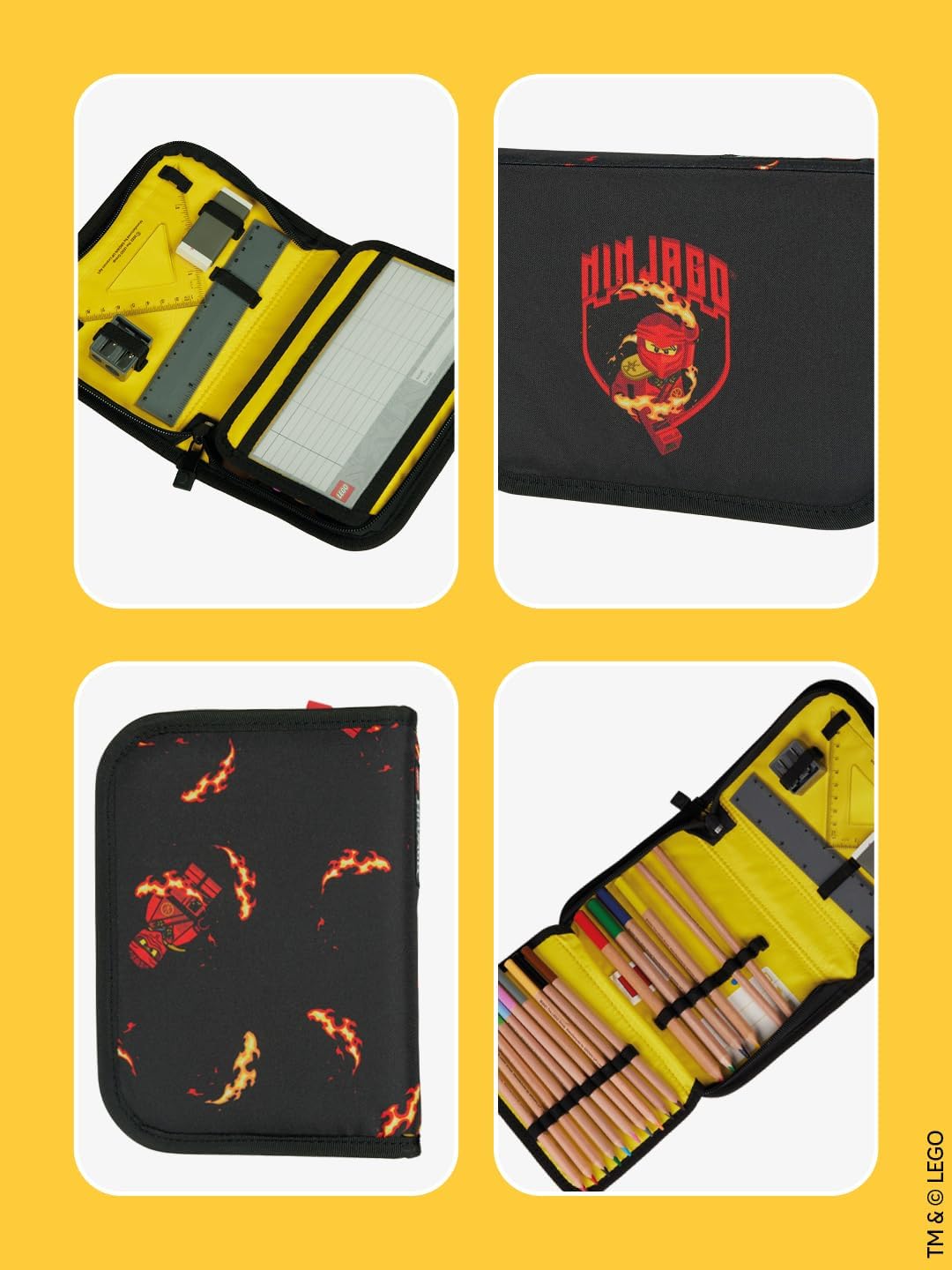 SKANDO BAGS LEGO® NINJAGO® Federmäppchen Junge gefüllt Kai – Federmappe mit Klappe inkl. Schulzubehö