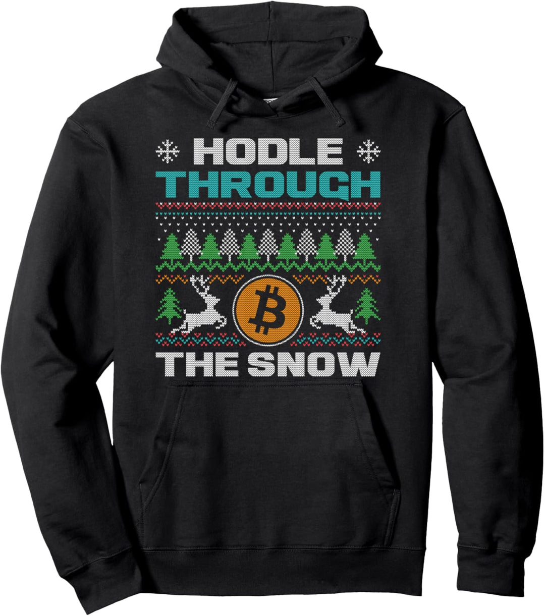 Ho Ho Hodl Hodling Through The Snow Ugly Christmas Sweater Pullover Hoodie