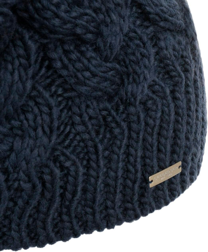 Seeberger Travola Bommelmütze Strickmütze Beanie Damenmütze Mit Futter Einheitsgrösse Dunkelblau, Ei