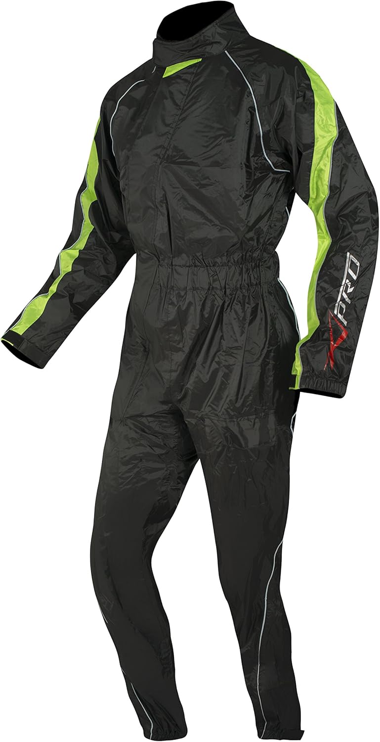 A-Pro Regenkombi Wasserdicht Motorrad Roller Regenhose Regenjacke Regenanzug Fluo M M Flou, M Flou