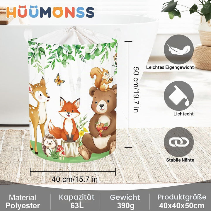 Süsse Dschungeltiere Gross Wäschekorb Wald wiese Stoff Aufbewahrungskorb Kleidung Spielzeug Aufbewah