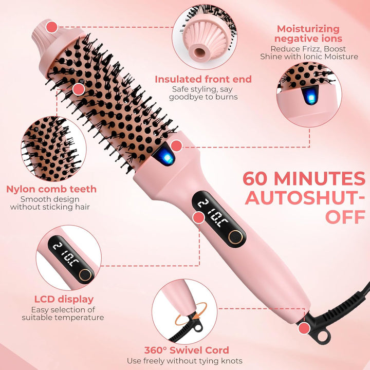 Thermal Brush, 38mm Thermobürste Wärmebürste, Stylingbürsten Macht Haar Glatt und Glänzend, Elektris