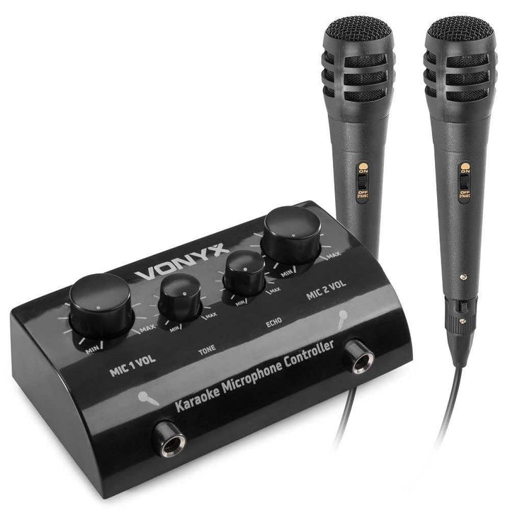 Vonyx AV430B Karaokeanlage, Karaoke Set mit 2x-Karaokemikrofon und Mischpult – Schwarz