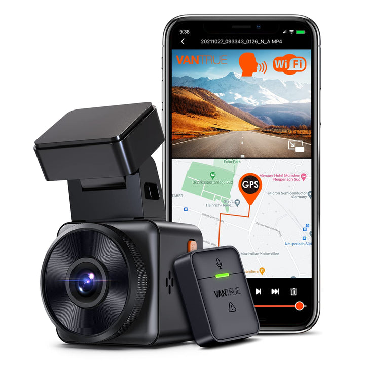 VANTRUE E1 1944P Mini Dashcam Auto WiFi GPS, Dash Cam Fernbedienung 2K/ 1440P HDR Autokamera Sprachs