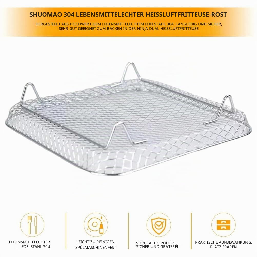 3PCS Air Fryer Rack, Stapelbares Edelstahl Heissluftfritteuse Grillrost Luftfritteuse-Gestell Quadra
