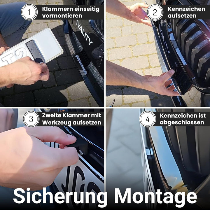 IVALITY Magnetischer Kennzeichen-Halter - Rahmenlose Nummernschild-Halterung für 2X Alu-Kennzeichen