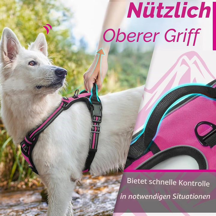 Eagloo Hundegeschirr Kleine Hunde, Anti Zug Hundegeschirr mit Reflexstreifen und Kontrolle, Verstell