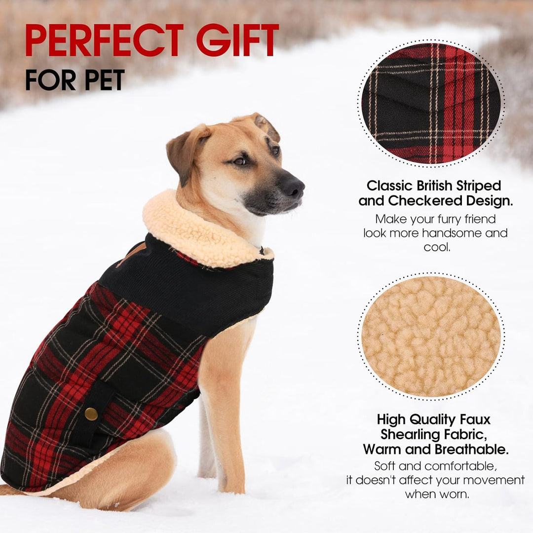 CITÉTOILE Hundemantel Kariert, Warmer Hunde Winterjacken Futter aus Fleece für kleine/grosse/mittler