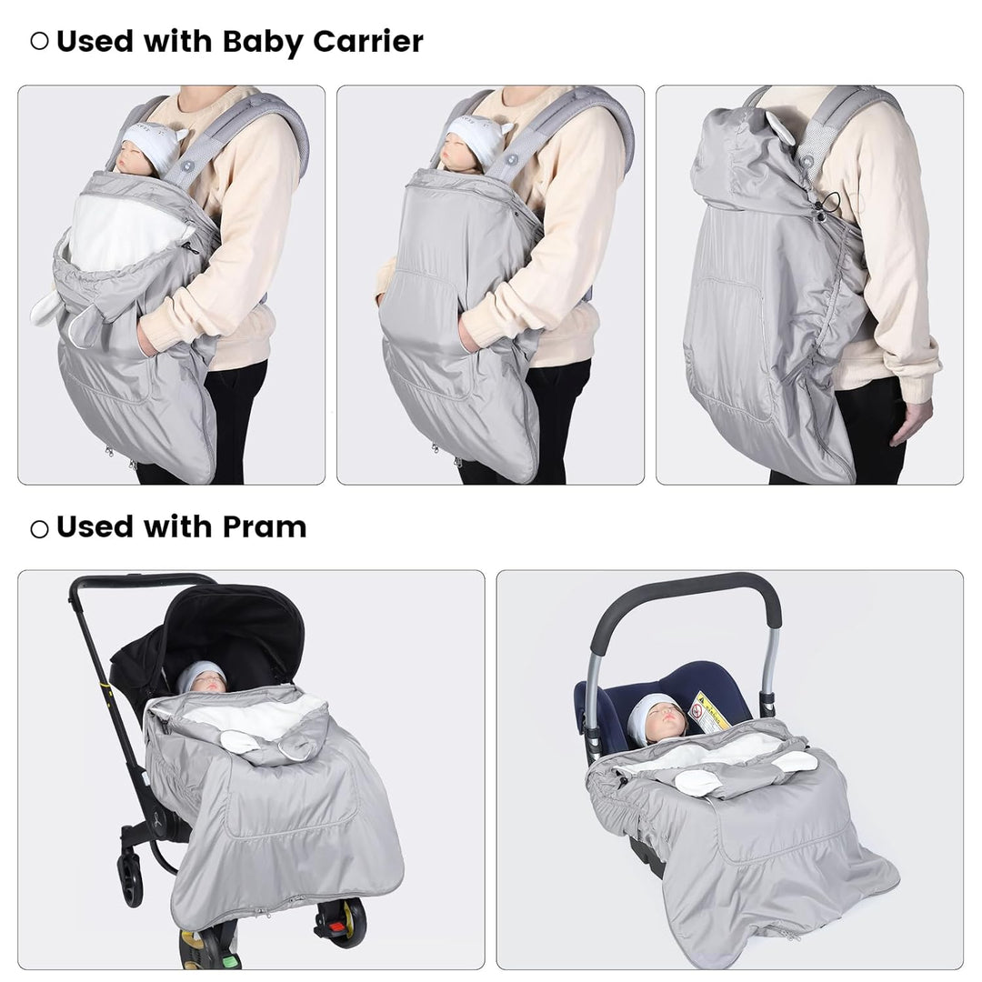 Orzbow Tragecover Babytrage Winter, Universal Wintercover, Regenschutz mit Aufbewahrungstasche, Abne