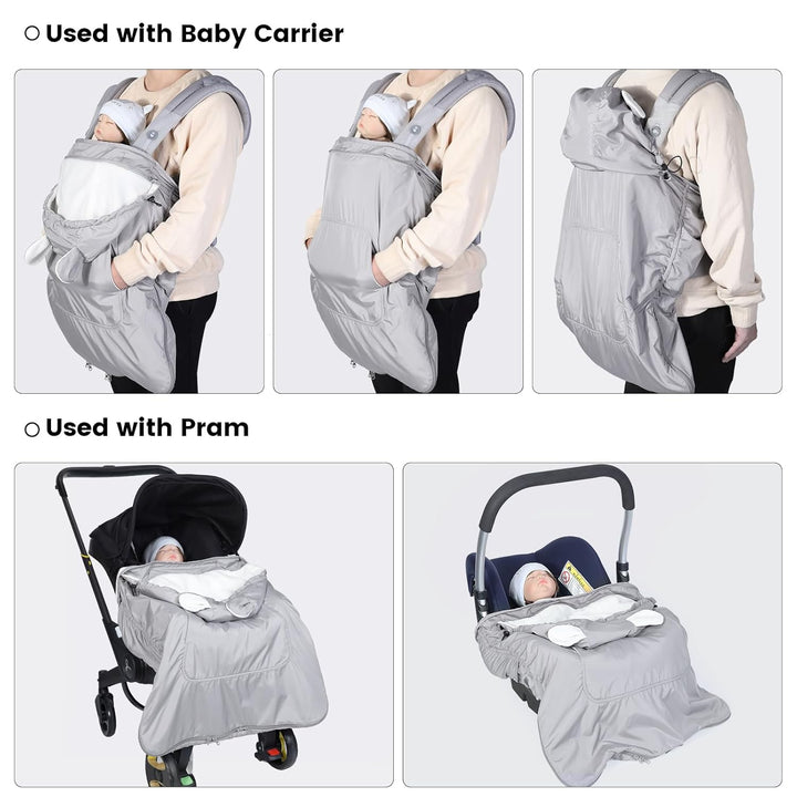 Orzbow Tragecover Babytrage Winter, Universal Wintercover, Regenschutz mit Aufbewahrungstasche, Abne