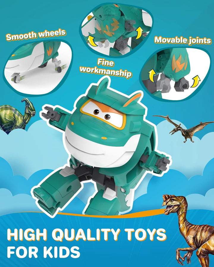 Super Wings Tino Dinosaur 5“ Verwandlung Charakter – Einfache Verwandlung – Geschenkspielzeug für Vo