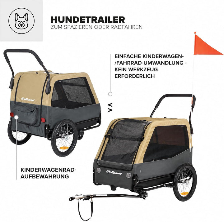 Polisport Hundeanhänger &amp; 2-in-1-Kinderwagen Grösse M &amp; XL, M