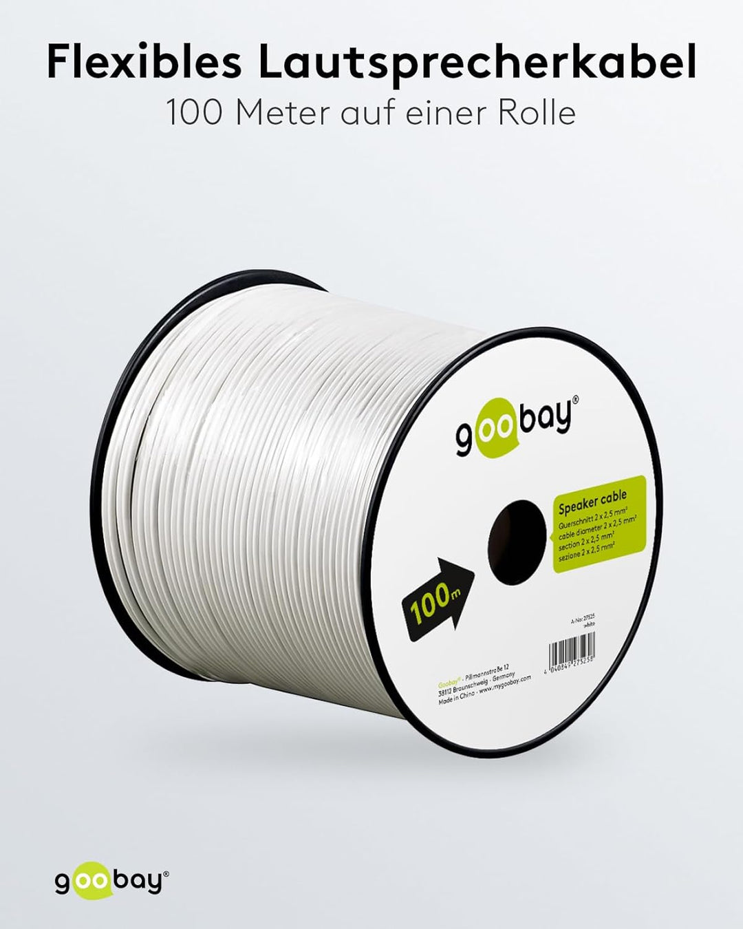 Goobay 27525 Lautsprecherkabel 2x2,5mm² CCA Litze / Boxenkabel Audio Kabel Meterware / Speaker Cable