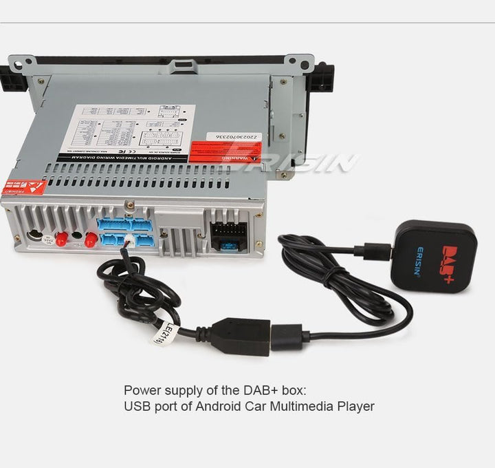 Erisin DAB+ Digital Radio Box Antenne mit Verstärkter Antenne Kit Adapter für Auto Stereo Android 9.