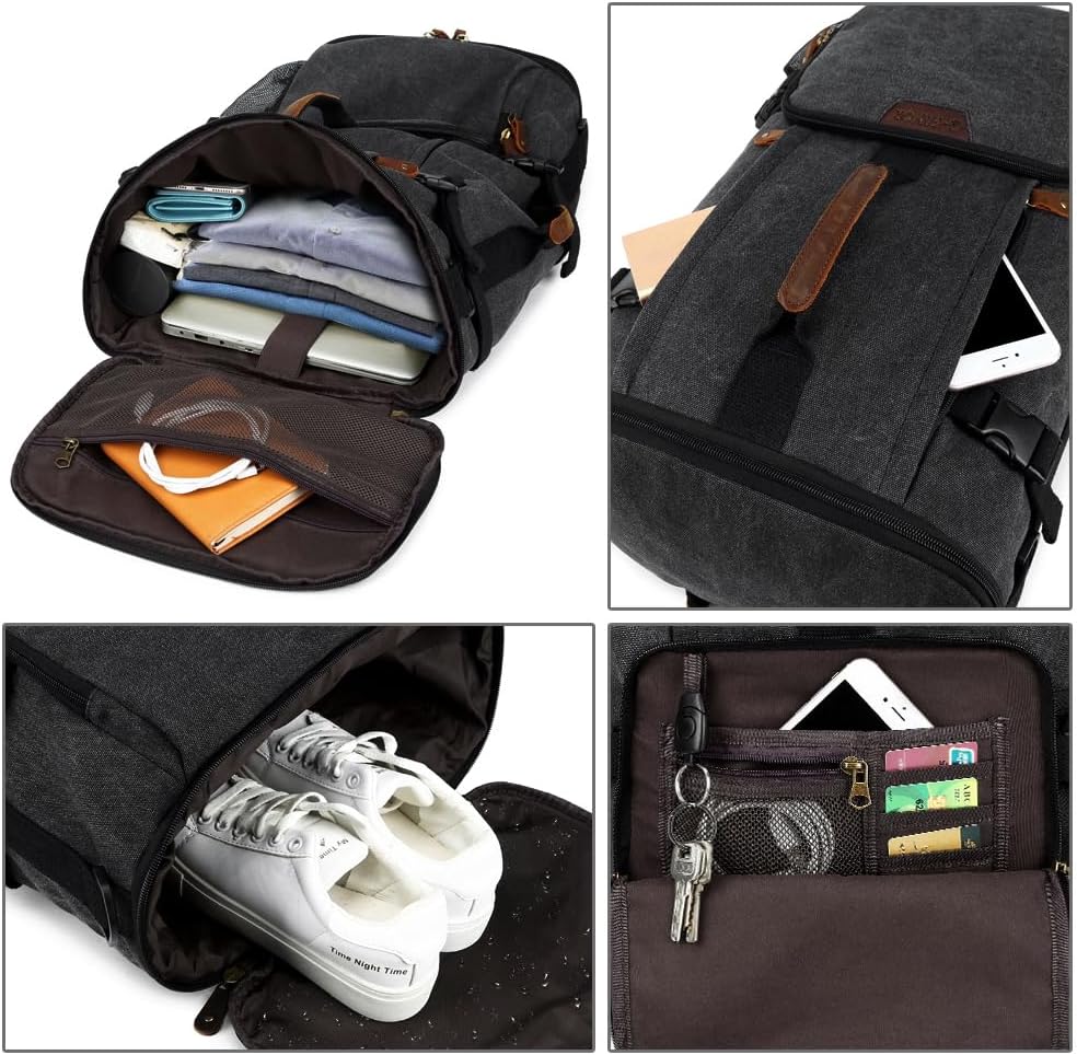 G-FAVOR Rucksack Herren gross, 40L Reiserucksack Handgepäck Rucksack Canvas Travel Backpack für 15,6