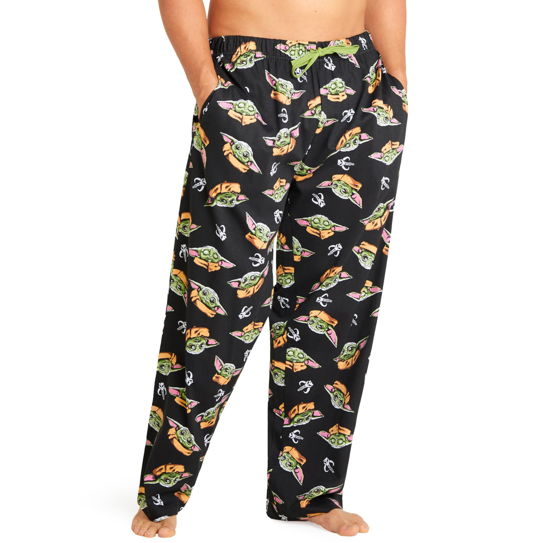 Disney Herren Lang Pyjamahose, Bequeme Loungewear PJs mit Taschen - Geschenke für Ihn 3XL Schwarz Ba