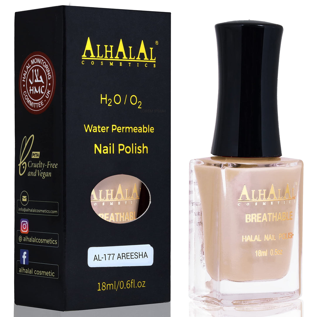 Al Halal-Gel-Nagellack – wasserdurchlässiger roter und weisser Nagellack – glänzendes Finish, vegan