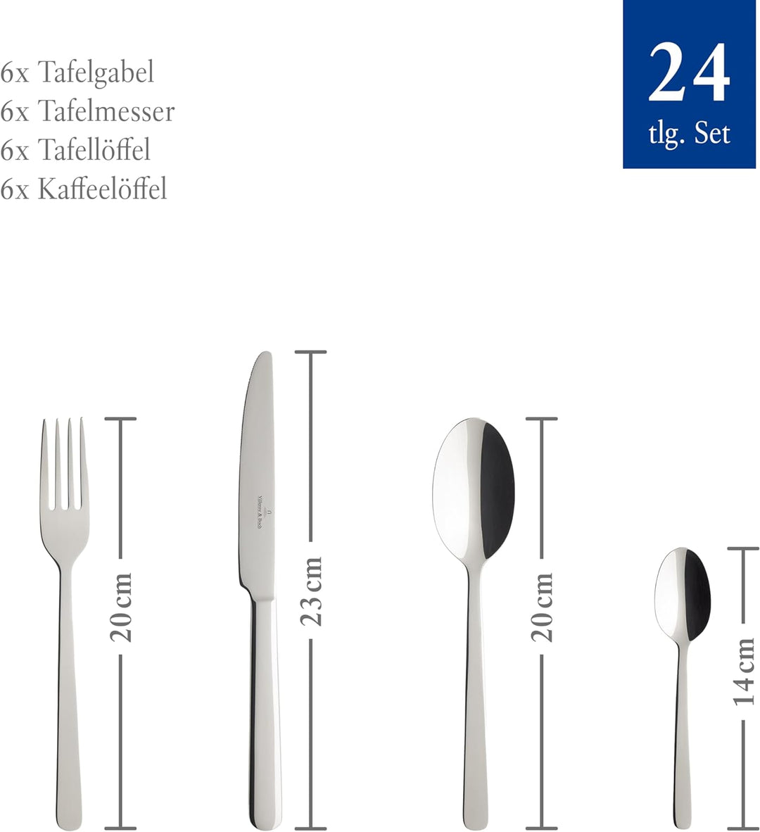 Villeroy & Boch – Louis Tafelbesteck 24 teilig für 6 Personen, spülmaschinenfest, rostfrei, Besteck