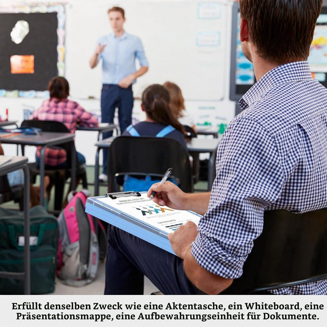 Piasoenc Klemmbrett mit Aufbewahrung, Klemmbretter mit 2 Aufbewahrungsboxen und A4-Papierordner, kla