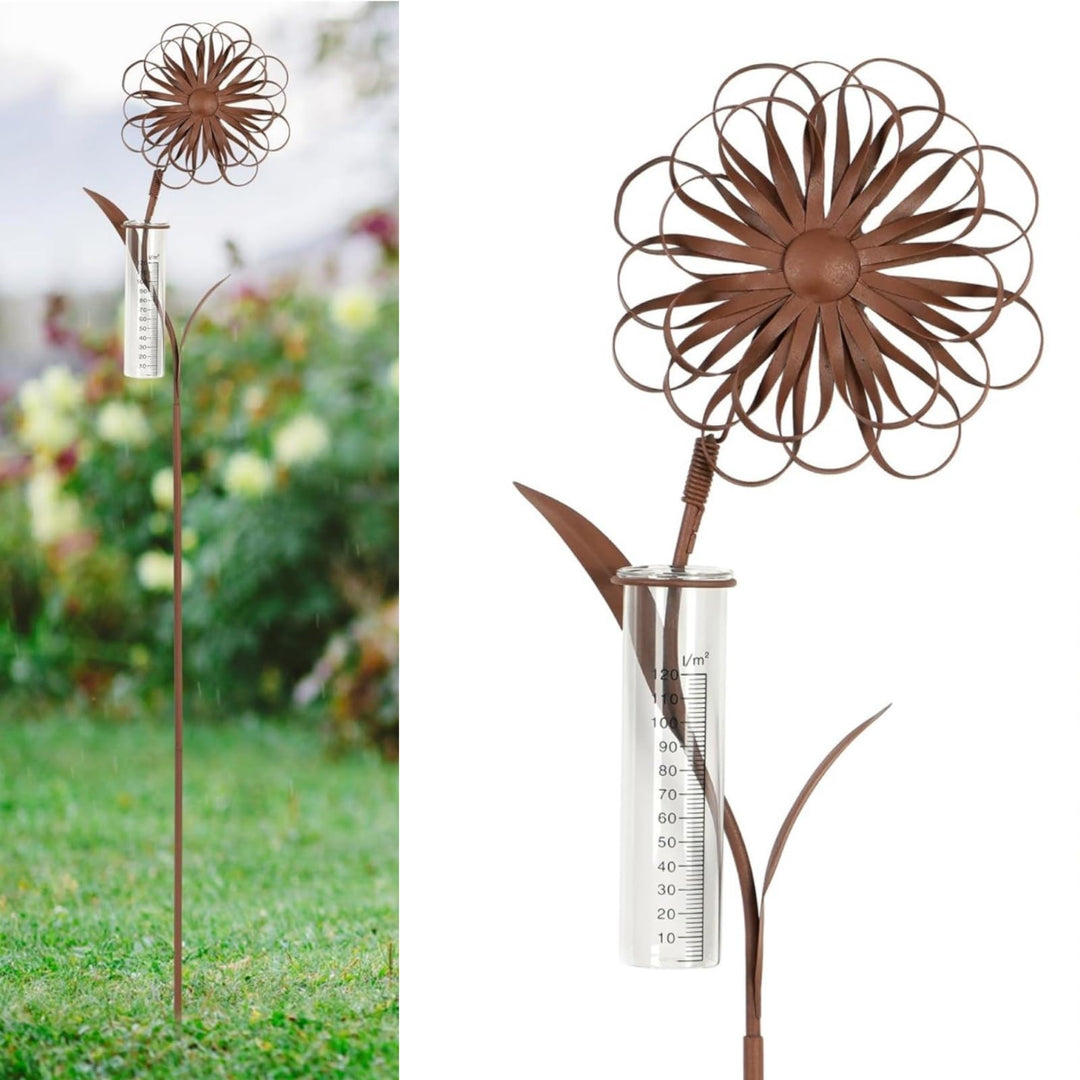JUJOYBD Regenmesser für Garten Frostsicher mit Stab, Dekorativer Niederschlagsmesser H 110 cm, Regen