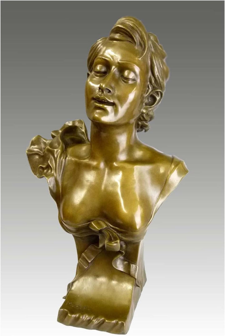 Kunst & Ambiente - Auguste Moreau - Jugendstil Frauen Büste in Bronze - signiert - Deko Figur - Wohn