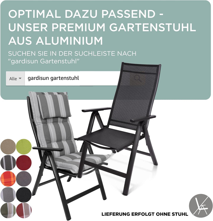 gardisun Gartenstuhlauflagen Hochlehner mit Kopfteil I Extra Dicke Sitzauflagen I Made in EU Polster
