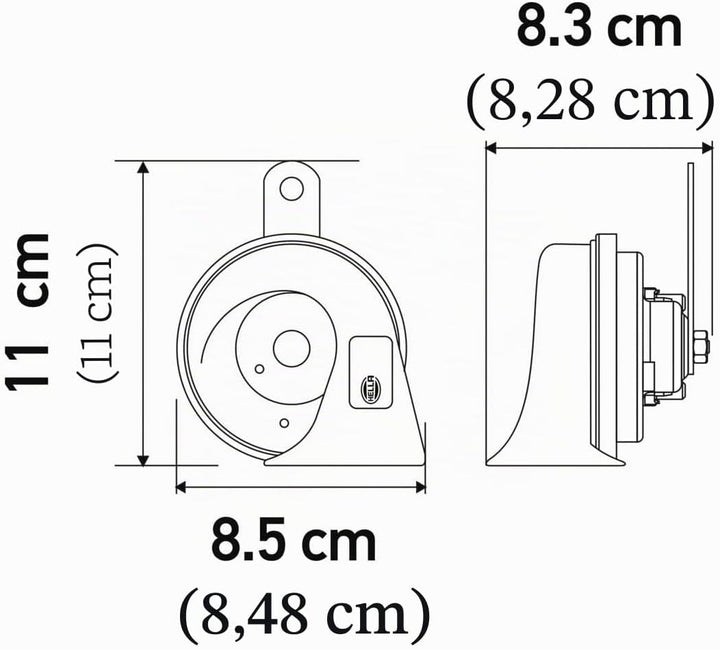 HELLA Fanfare - STYLE HORN TE24 SET - 12V - 110dB(A) - Frequenzbereich von: 400Hz - Frequenzbereich