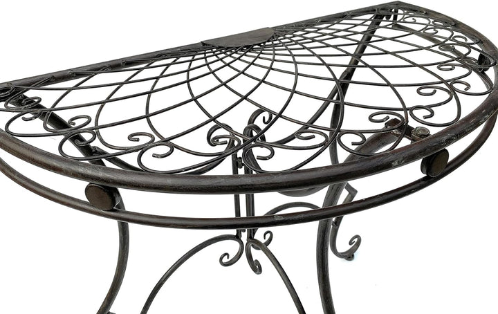DanDiBo Tisch Halbrund Wandtisch 96000 Beistelltisch Metall 80 cm Gartentisch Halbtisch Halbrundtisc