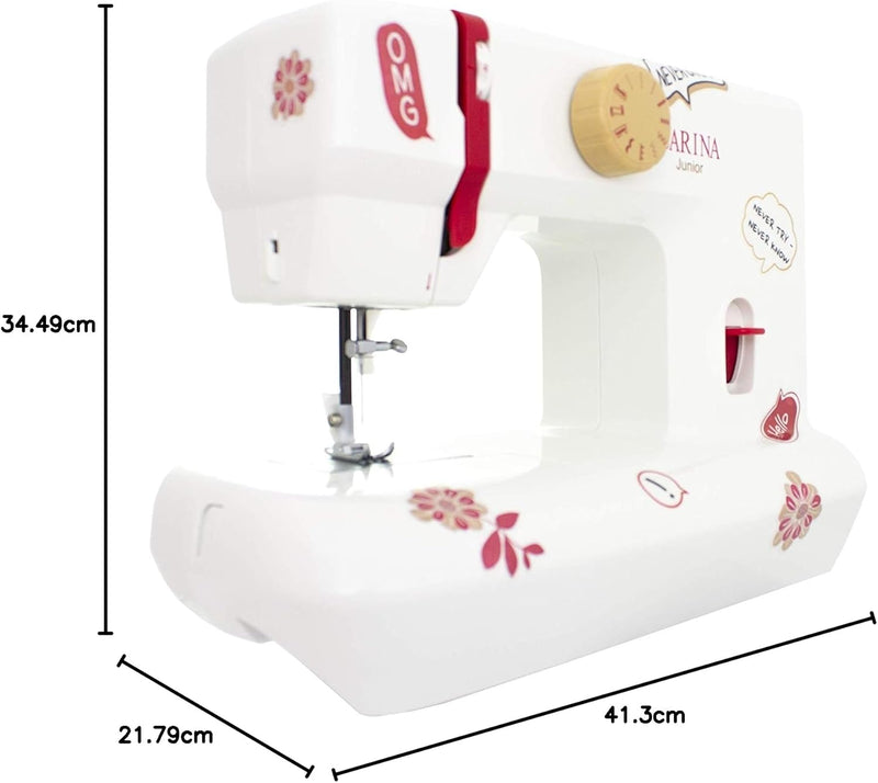 Carina Junior - Mechanische Nähmaschine für Näh-Einsteiger & Anfänger mit Griff, 6 Stichprogrammen,