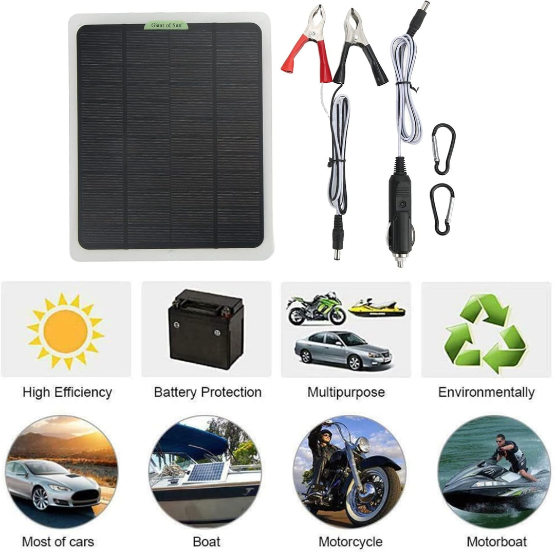 Solar-Ladegerät, 12 V Tragbares Solarpanel-Ladegerät-Kit 20 W Monokristalliner Dual-USB-Ausgang Batt