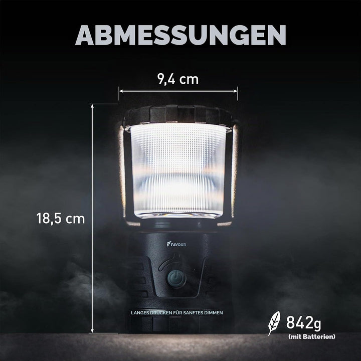 Favour LED Laterne Outdoor Lampe hell 1105 Lumen | Camping Lampe, IP64 wasserdicht, stossfest | Camp