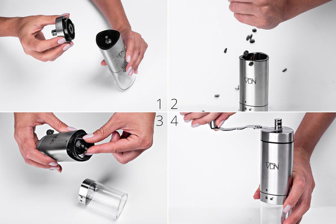 Handbetriebene Kaffeemühle - Kaffeebohnenmühle mit einstellbaren Stufen - Kaffeemühle aus robustem E
