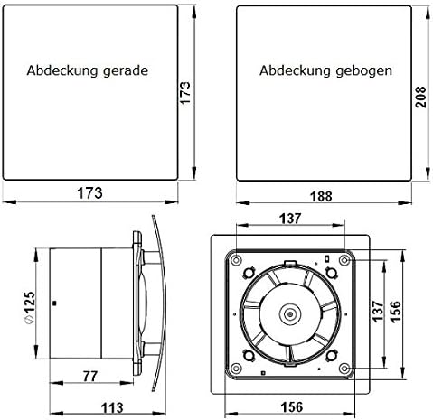MKK - 18155-009 - DUO Design Badlüfter Wandlüfter Turbo Ventilator Rückstauklappe Kugellager Nachlau