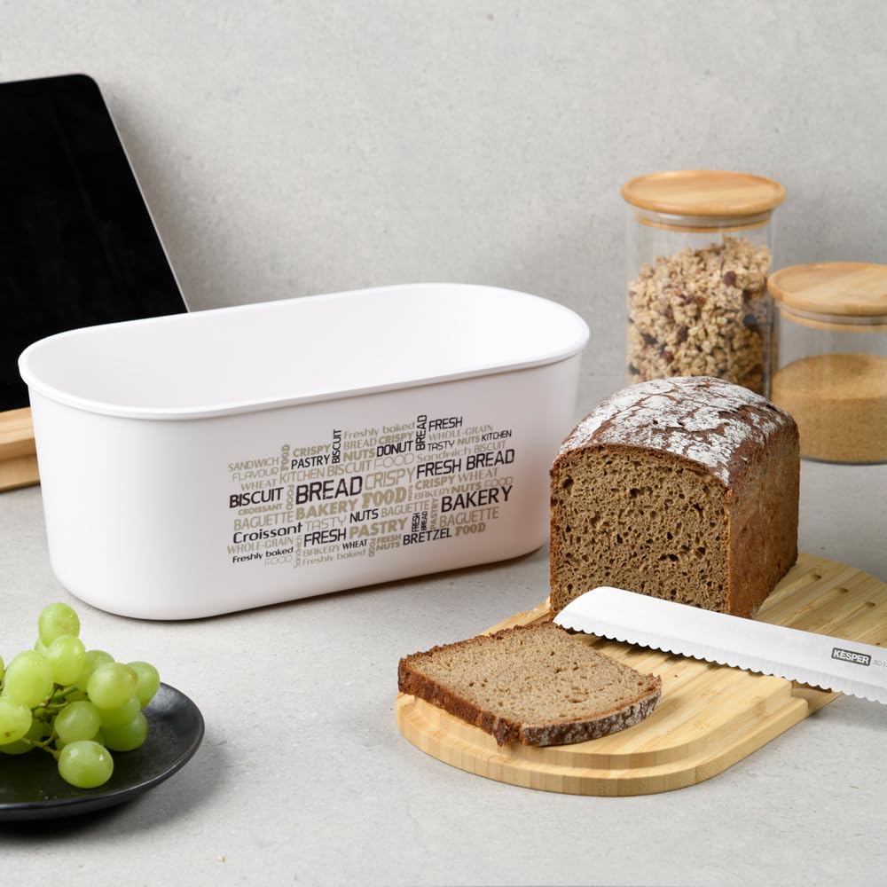 Kesper | Brotbox mit Bambus-Schneidebrett – Material: Kunststoff (PET), Bambus - FSC®-zertifiziert,