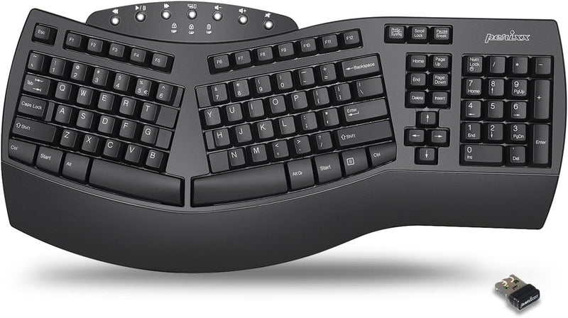 Perixx PERIBOARD-612 Wireless Ergonomic Split Keyboard with Dual Mode 2.4G and Bluetooth Feature, Co