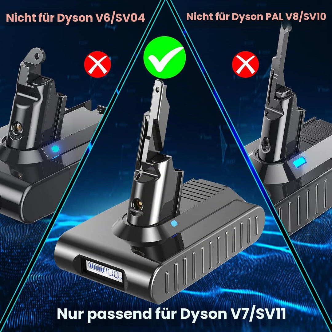 8000mAh V7 Akku Ersatzakku für Dyson V7 SV11 Kompatibel mit Dyson SV11 Animal Tigger Motorhead Absol
