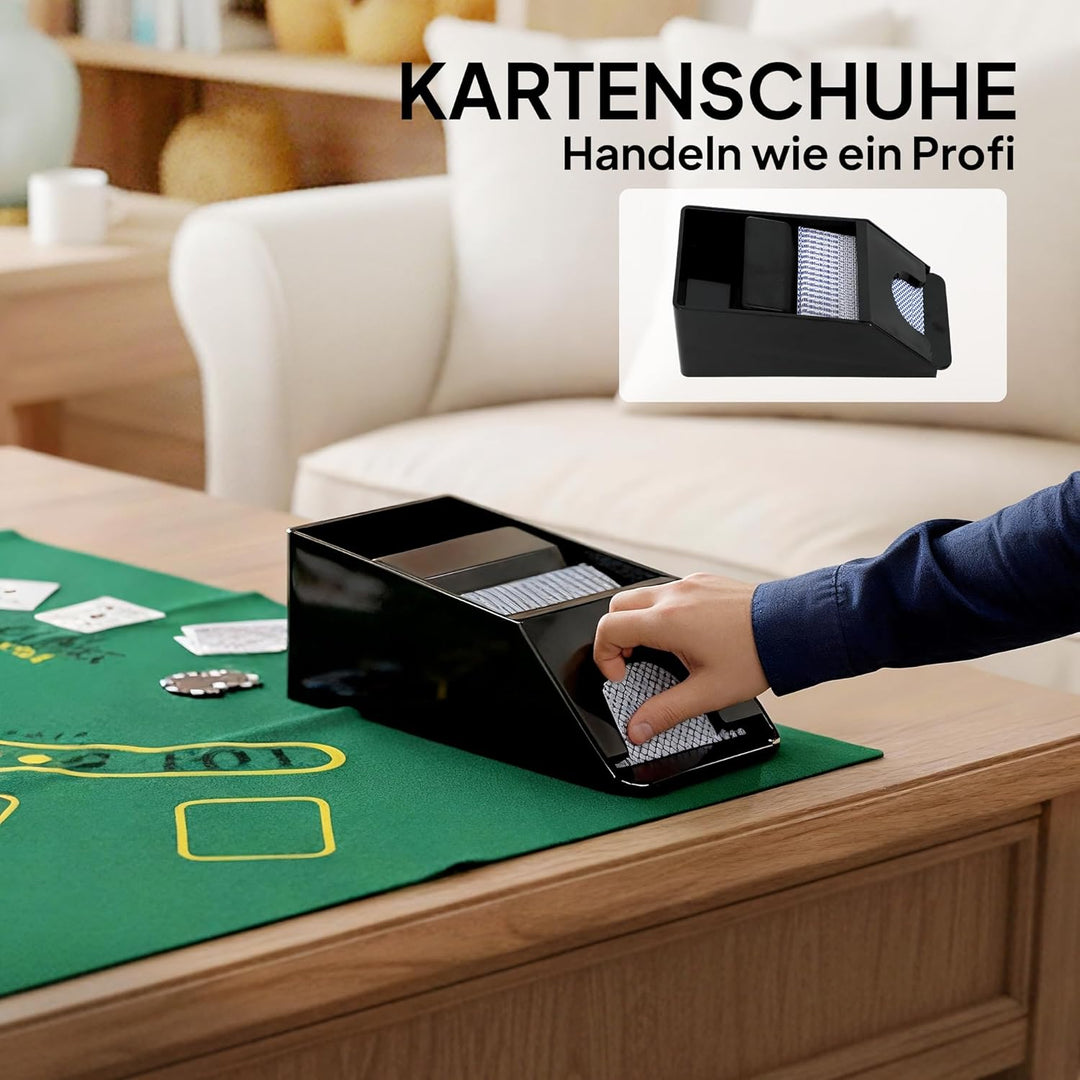 SPORTNOW Pokerkoffer abschliessbar Pokerset mit Koffer 300 Chips Karten 5 Würfel Dealer Button Karte