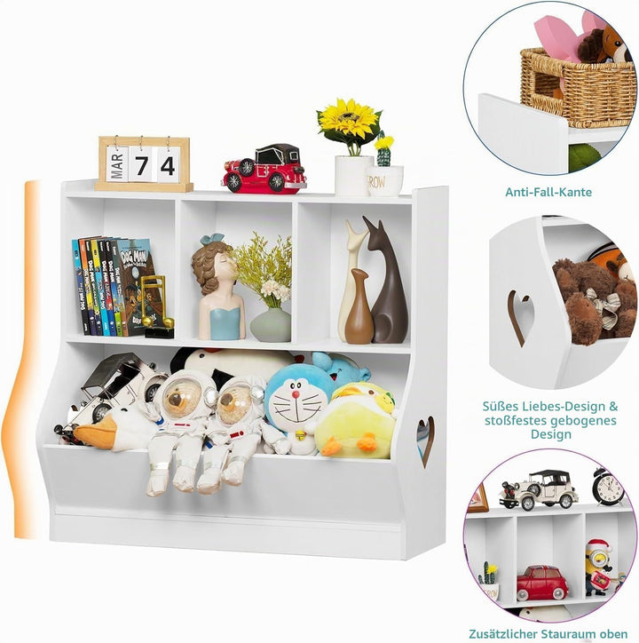 LELELINKY Bücherregal Kinder mit 4 Ablagefächer, 80 x 38 x 77 cm,Weiss | Kinder Bücherregal , Grosse