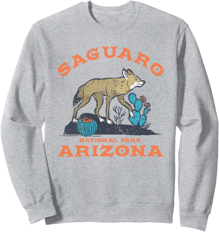Vintage Retro Saguaro Kaktus Coyote Arizona National Park Sweatshirt