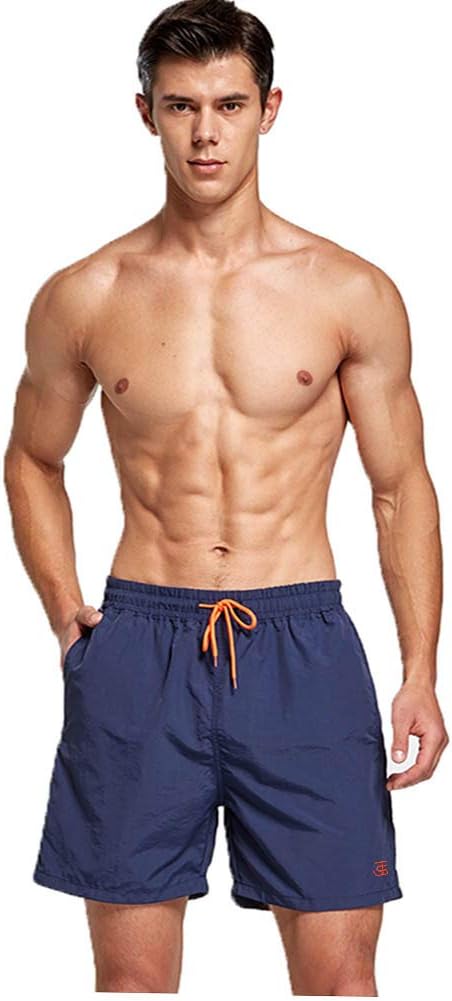 JustSun Badehose Herren Schnelltrocknend Boardshorts mit Mesh-Futter und Verstellbarem Tunnelzug M D